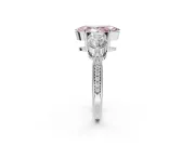 Marquise Three Stone Engagement Ring Setting for a Fancy Pink Lab-Grown Diamond | Tapered Pave Band | Sterling Silver