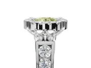 Round Halo Engagement Ring Setting for a Fancy Yellow Lab-Grown Diamond | Side Clusters | Platinum