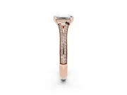 Emerald Cut Pave Split Shank Engagement Ring Setting | Double Claw Prongs | Rose Gold