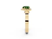 Heart-Shaped Halo Engagement Ring Setting for a Fancy Green Lab-Grown Diamond | Pointed Pave Shoulders | Yellow Gold