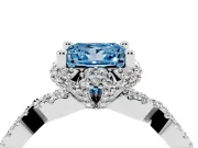 Princess Cut Halo Engagement Ring Setting for a Fancy Blue Lab-Grown Diamond | Sterling Silver - Design NV-24725