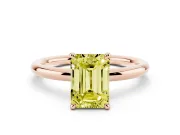 Emerald Cut Hidden Halo Ring Setting for a Fancy Yellow Lab-Grown Diamond | Rose Gold