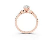 Marquise Cut Diamond Solitaire Leaf-Inspired Ring Set in Rose gold with Pavé Band and Prong Setting