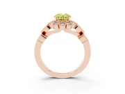 Oval Scalloped Halo Engagement Ring Setting for a Fancy Yellow Lab-Grown Diamond | Heart Pavé Band | Rose Gold