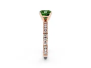 Fancy Green Princess Cut Diamond Solitaire Ring Set in Rose gold with Slim Pavé Band and Prong Setting