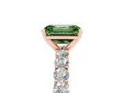 Emerald Cut Shared Prong Engagement Ring Setting for a Fancy Green Lab-Grown Diamond | Rose Gold