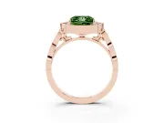 Princess Cut Vintage Scalloped Halo Engagement Ring Setting for a Fancy Green Lab-Grown Diamond | Pave Band | Rose Gold