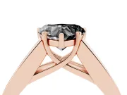 Heart-Shaped Channel-Set Engagement Ring Setting for a Black Center | Wide Band | Rose Gold