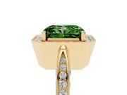 Radiant Cut Milgrain Halo Engagement Ring Setting for a Fancy Green Lab-Grown Diamond | Side Stones | Yellow Gold