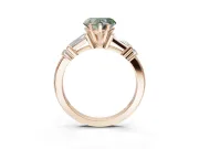 Heart-Shaped Tapered Baguette Engagement Ring Setting for a Fancy Green Lab-Grown Diamond | Bar Set Sides | Rose Gold