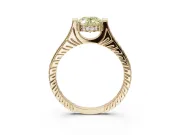 Oval Vintage Cathedral Engagement Ring Setting for a Fancy Yellow Lab-Grown Diamond | Carved Band | Yellow Gold