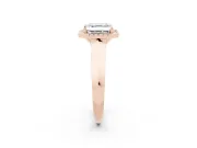 Asscher Cut Diamond Halo Ring Set in Rose gold with Cathedral Band and Prong Setting