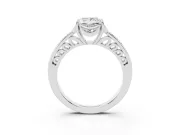 Princess Cut Floral Pavé Engagement Ring Setting | Petal Accents | Platinum