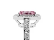 Emerald Cut Framed Halo Engagement Ring Setting for a Fancy Pink Lab-Grown Diamond | White Gold