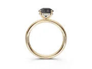 Round Hidden Halo Engagement Ring Setting for a Black Center | Thin Plain Band | Yellow Gold