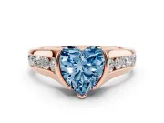 Heart-Shaped Half Bezel Engagement Ring Setting for a Fancy Blue Lab-Grown Diamond | Rose Gold