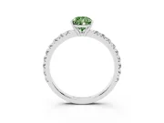 Pear-Shaped Pave Solitaire Engagement Ring Setting for a Fancy Green Lab-Grown Diamond | Shared Prong Band | White Gold