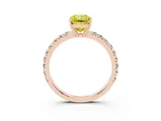 Radiant Cut Pave Solitaire Engagement Ring Setting for a Fancy Yellow Lab-Grown Diamond | Shared Prong Band | Rose Gold
