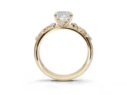 Cushion Cut Solitaire Engagement Ring Setting | Graduated Scattered Accents | Yellow Gold