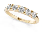 Round Lab-Grown Diamond Five-Stone Men's Wedding Band | Shared Prongs | Yellow Gold