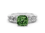 Cushion Cut Five Stone Engagement Ring Setting for a Fancy Green Lab-Grown Diamond | Plain Band | Sterling Silver