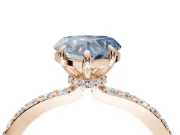 Heart-Shaped Hidden Halo Engagement Ring Setting for a Fancy Blue Lab-Grown Diamond | Pavé Band | Rose Gold
