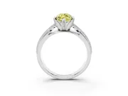 Fancy Yellow Marquise Cut Diamond Solitaire Ring Set in White gold with Milgrain Double Row Round Pavé Band