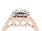 Emerald Cut Floral Halo Engagement Ring Setting | Large Round Accents | Rose Gold