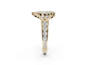 Pear-Shaped Halo Engagement Ring Setting for a Fancy Yellow Lab-Grown Diamond | Graduated Channel Band | Yellow Gold