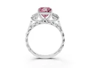 Fancy Pink Princess Cut Diamond Three-Stone Ring Set in Silver with Braided Band