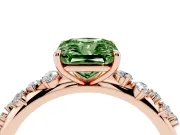Fancy Green Radiant Cut Diamond Cluster Solitaire Ring Set in Rose gold with Prong Setting