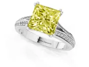Princess Cut Split Shank Engagement Ring Setting for a Fancy Yellow Lab-Grown Diamond | Pave Band | Platinum