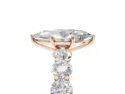 Marquise Side Stone Engagement Ring Setting | Scalloped Prong Accents | Rose Gold