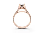 Emerald Cut Hidden Halo Engagement Ring Setting | Triple Row Pavé Band | Rose Gold