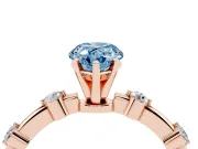 Pear-Shaped Bar Set Engagement Ring Setting for a Fancy Blue Lab-Grown Diamond | Rose Gold