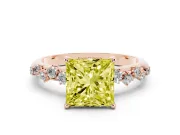 Princess Cut Graduated Solitaire Engagement Ring Setting for a Fancy Yellow Lab-Grown Diamond | Rose Gold