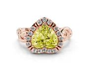 Heart-Shaped Filigree Halo Engagement Ring Setting for a Fancy Yellow Lab-Grown Diamond | Rose Gold