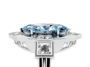 Marquise Milgrain Sectioned Halo Engagement Ring Setting for a Fancy Blue Lab-Grown Diamond | White Gold