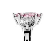 Fancy Pink Marquise Cut Diamond Three-Stone Ring Set in White gold with Prong Setting and Classic Band