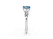 Radiant Cut Five Stone Engagement Ring Setting for a Fancy Blue Lab-Grown Diamond | Plain Band | Sterling Silver