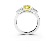 Cushion Cut Cluster Side Stone Engagement Ring Setting for a Fancy Yellow Lab-Grown Diamond | Plain Band | Platinum