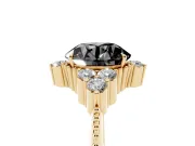 Round Vintage Cluster Engagement Ring Setting for a Black Center | Beaded Edges | Yellow Gold