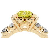 Cushion Cut Floral Engagement Ring Setting for a Fancy Yellow Lab-Grown Diamond | Petal Frame | Yellow Gold