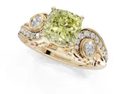 Cushion Cut Swirl Engagement Ring Setting for a Fancy Yellow Lab-Grown Diamond | Yellow Gold