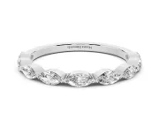Marquise Lab-Grown Diamond Bar Set Half Eternity Wedding Band | Open Sides | White Gold