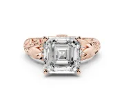 Asscher Cut Vintage Filigree Solitaire Engagement Ring Setting | Accented Basket | Rose Gold