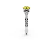 Round Hidden Halo Engagement Ring Setting for a Fancy Yellow Lab-Grown Diamond | Milgrain Pave | Sterling Silver