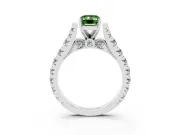 Fancy Green Emerald Cut Diamond Classic Solitaire Ring Set in Platinum with Pavé Band and Prong Setting