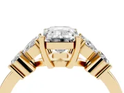 Emerald Cut Floral Side Stone Engagement Ring Setting | Marquise Petals | Yellow Gold