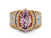 Marquise Vintage Pave Engagement Ring Setting for a Fancy Pink Lab-Grown Diamond | Milgrain Edges | Yellow Gold